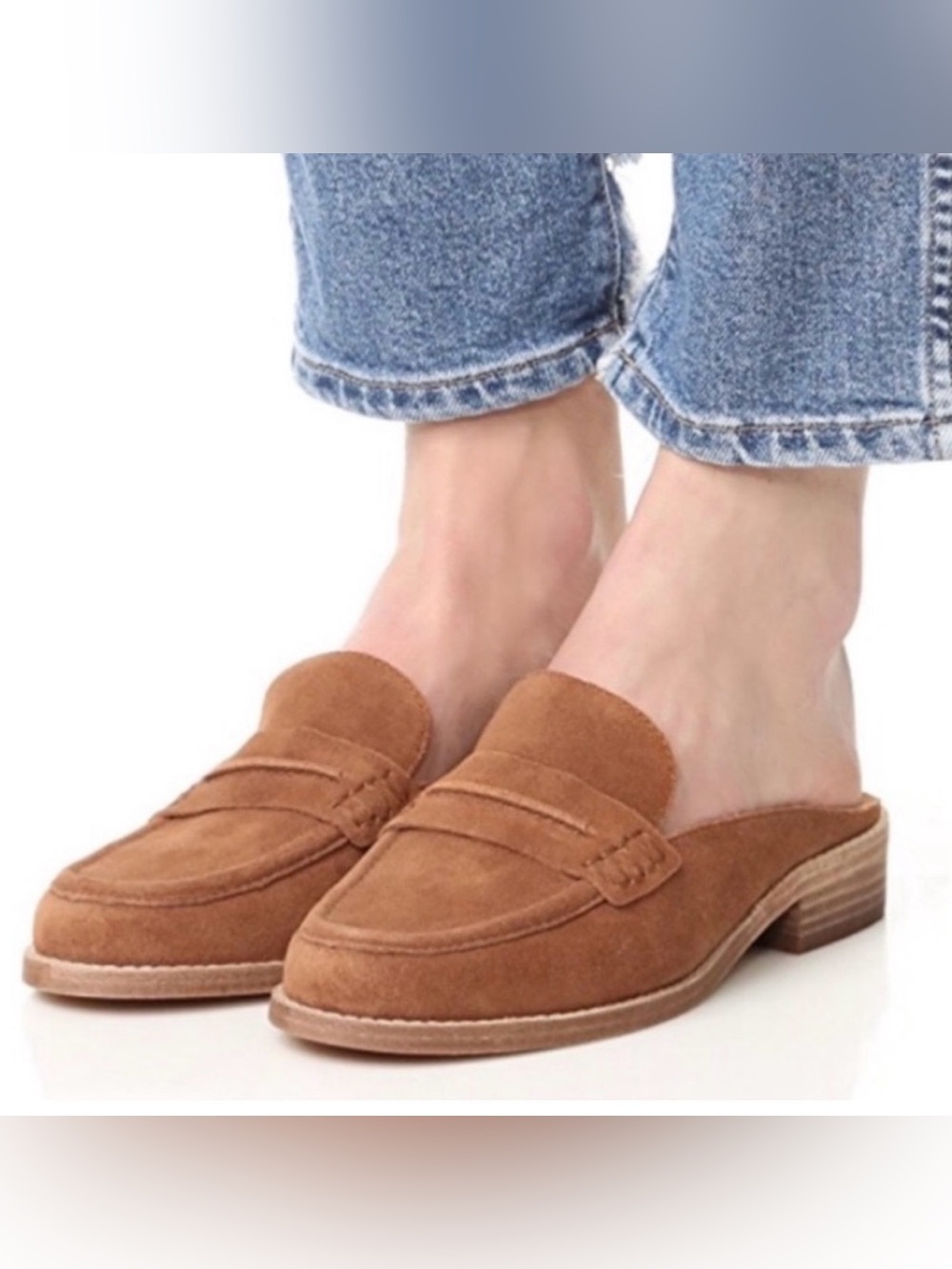 Dr. Scholl's Tan Suede slip on Penny Loafers